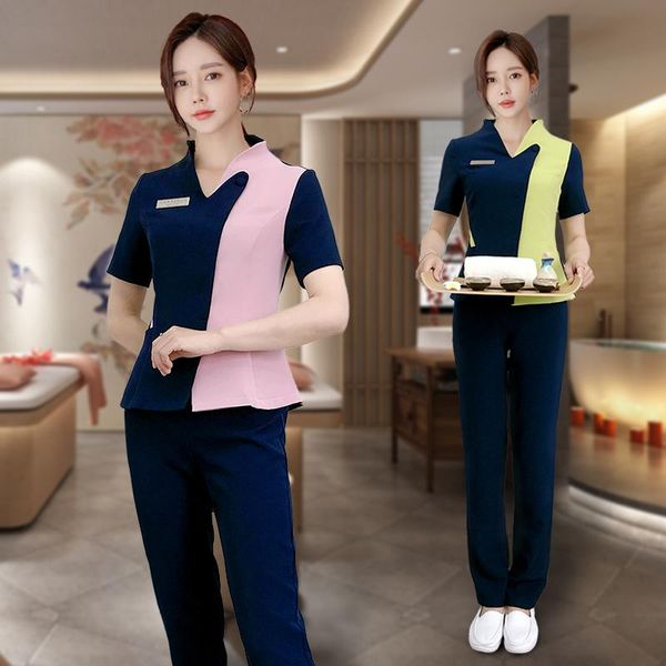 women's two piece pants spa massage receptionist summer work uniforms sets sauna foot bath waitress working suits beauty salon women be, White
women's two piece pants spa massage receptionist summer work uniforms sets sauna foot bath waitress working suits beauty salon women be, White