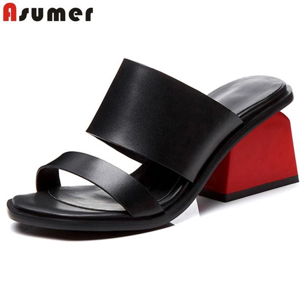 fashion brand genuine leather women sandals square high heels summer slingback ladies wedding shoes, Black
fashion brand genuine leather women sandals square high heels summer slingback ladies wedding shoes, Black