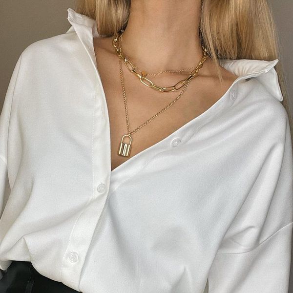 pendant necklaces punk lock pendants necklace for women multi layer gold color heart charms chunky chain choker gothic jewelry, Silver
pendant necklaces punk lock pendants necklace for women multi layer gold color heart charms chunky chain choker gothic jewelry, Silver