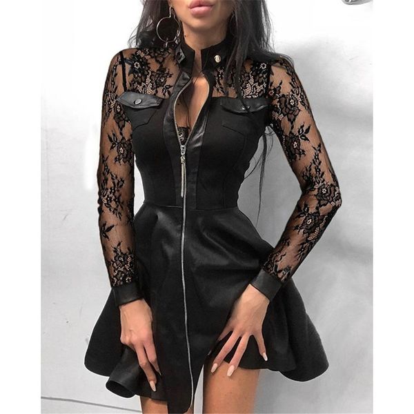 dress for women fashion shredded lace leather plus size punk-style women's clothes, Black;gray
dress for women fashion shredded lace leather plus size punk-style women's clothes, Black;gray