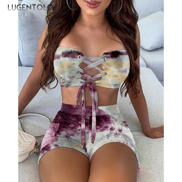 lugentolo women's two piece set summer tie-dye printed lace-up strapless bandage fashion straight shorts sets dress, White
lugentolo women's two piece set summer tie-dye printed lace-up strapless bandage fashion straight shorts sets dress, White