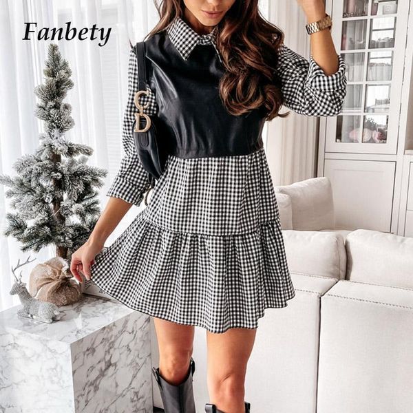 casual dresses elegant turn-down collar patchwork leather shirts dress women spring fashion ruffle a-line lady long sleeve, Black;gray
casual dresses elegant turn-down collar patchwork leather shirts dress women spring fashion ruffle a-line lady long sleeve, Black;gray