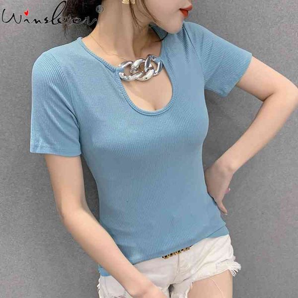 women's t-shirt summer european clothes cotton girl fashion chain hollow out women short sleeve tees all match t14306a 6, White
women's t-shirt summer european clothes cotton girl fashion chain hollow out women short sleeve tees all match t14306a 6, White