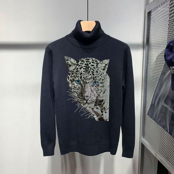 men's sweaters custom youth winter street shiny diamond craft turtleneck sweater black and white cashmere clothing knitted warmth, White;black
men's sweaters custom youth winter street shiny diamond craft turtleneck sweater black and white cashmere clothing knitted warmth, White;black