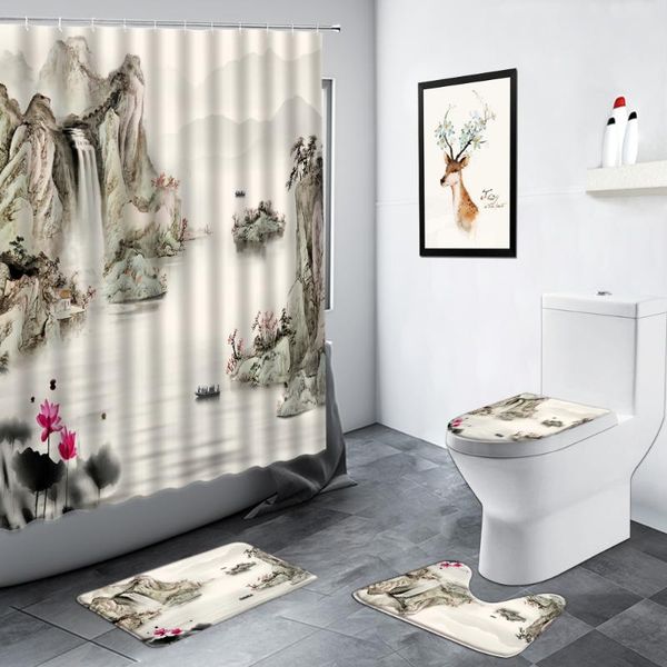 shower curtains chinese style landscape curtain mountain water waterfall plant flowers scenery bathroom non-slip rug toilet bath mats set
shower curtains chinese style landscape curtain mountain water waterfall plant flowers scenery bathroom non-slip rug toilet bath mats set