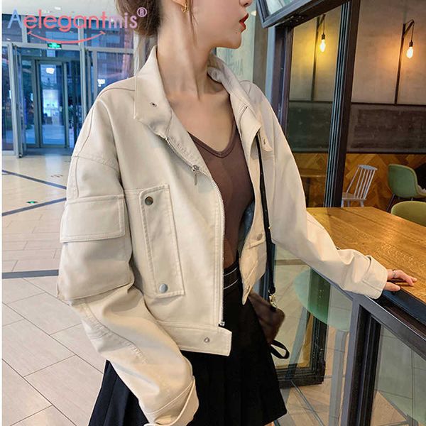 aelegantmis women casual slim short pu leather jacket fashion black soft faux moto biker female street outerwear 210607
aelegantmis women casual slim short pu leather jacket fashion black soft faux moto biker female street outerwear 210607