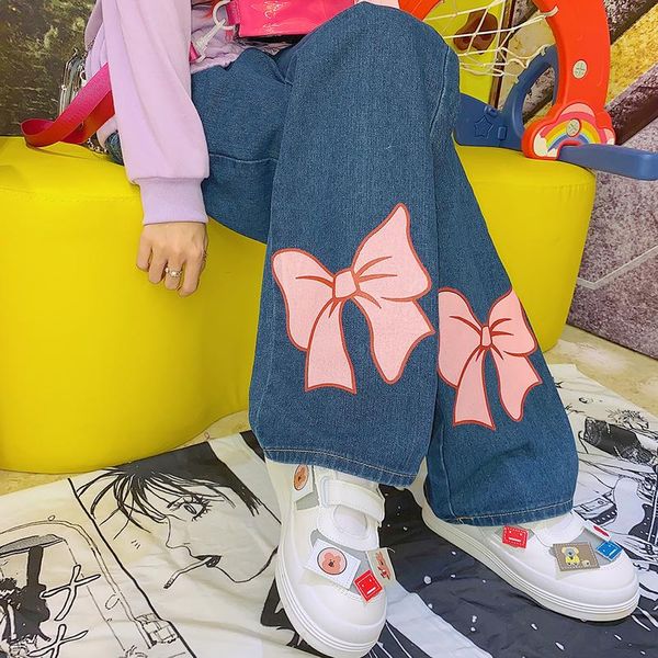 japanese soft sister bow print jeans sweet spring and autumn straight cute loose thin female high waisted women's, Blue
japanese soft sister bow print jeans sweet spring and autumn straight cute loose thin female high waisted women's, Blue