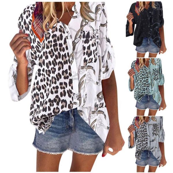 women's blouses & shirts casual long sleeve leopard splicing print loose women and womens vintage office streetwear tunic blusas, White
women's blouses & shirts casual long sleeve leopard splicing print loose women and womens vintage office streetwear tunic blusas, White