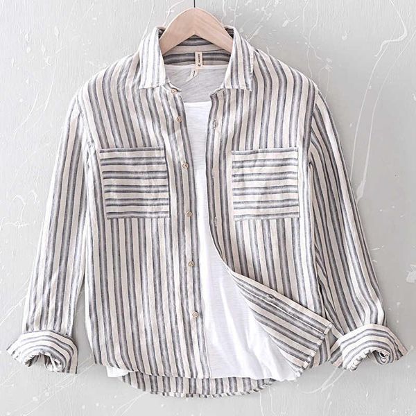 men's casual shirts 2021 long sleeve striped shirt with pocketsn 100% pure linen embroidery men white gray blue fashion, White;black
men's casual shirts 2021 long sleeve striped shirt with pocketsn 100% pure linen embroidery men white gray blue fashion, White;black