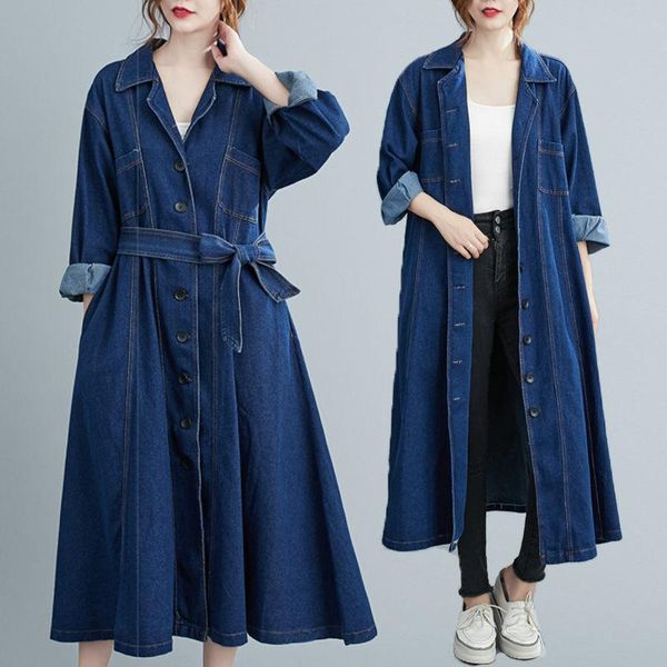 women's trench coats plus size autumn spring denim coat loose casual suit collar long fashion jeans windbreaker with belt 2021, Tan;black
women's trench coats plus size autumn spring denim coat loose casual suit collar long fashion jeans windbreaker with belt 2021, Tan;black