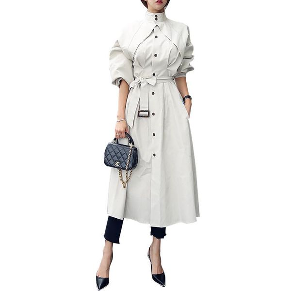 women's trench coats korean chic skirt long women coat 2021 runway fashion autumn single breasted windbreaker casual stand collar outer, Tan;black
women's trench coats korean chic skirt long women coat 2021 runway fashion autumn single breasted windbreaker casual stand collar outer, Tan;black