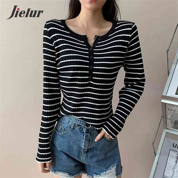 knitted fashion slim long-sleeved sweater woman retro contrast color striped knitwear autumn winter female pullover 210426, White;black
knitted fashion slim long-sleeved sweater woman retro contrast color striped knitwear autumn winter female pullover 210426, White;black