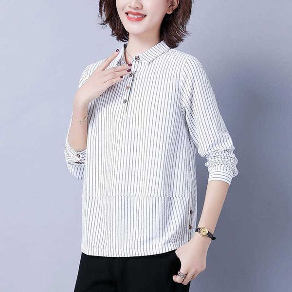women's spring summer style cotton blouses shirt turn-down collar striped button long sleeve korean loose df3888 210609, White
women's spring summer style cotton blouses shirt turn-down collar striped button long sleeve korean loose df3888 210609, White