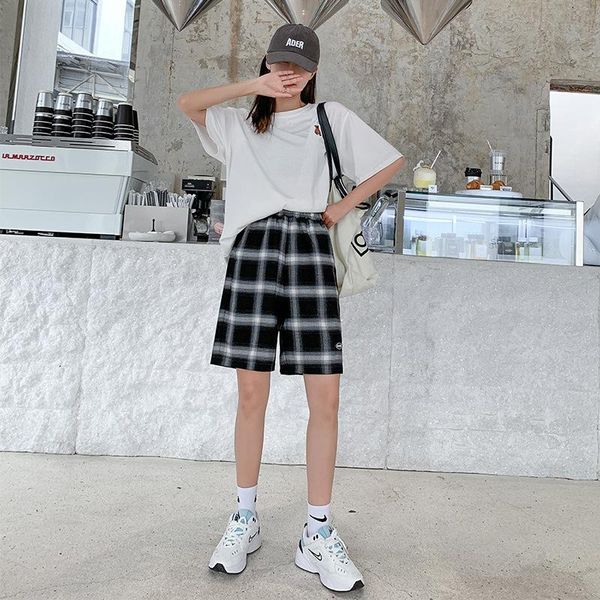 women's shorts cgc cotton casual summer women vintage plaid loose high waist 2021 female straight slim short pants harajuku, White;black
women's shorts cgc cotton casual summer women vintage plaid loose high waist 2021 female straight slim short pants harajuku, White;black