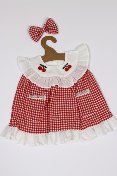 girl's dresses baby girls gingham summer born infant clothing wedding clothes 2 pcs dress and headband cherry embroidered, Red;yellow
girl's dresses baby girls gingham summer born infant clothing wedding clothes 2 pcs dress and headband cherry embroidered, Red;yellow