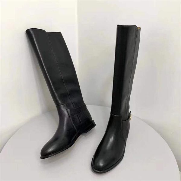 boots women's shoes high tube leather flat bottom knight simple and versatile metal buckle, Black
boots women's shoes high tube leather flat bottom knight simple and versatile metal buckle, Black