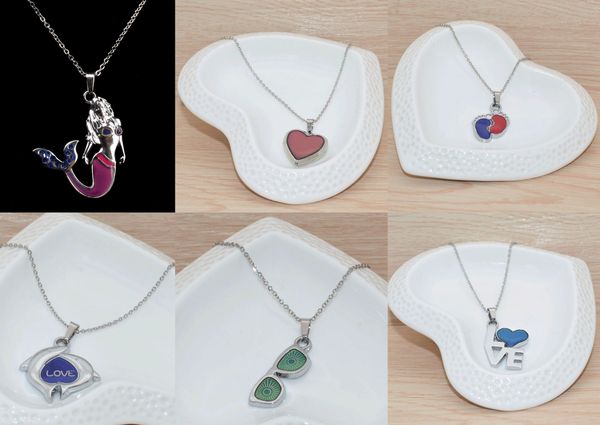 mood necklace stainless steel chain necklaces color changing with temperature change feeling 6 desgins(mermaid,heart,dophins,glasses,foot), Silver
mood necklace stainless steel chain necklaces color changing with temperature change feeling 6 desgins(mermaid,heart,dophins,glasses,foot), Silver