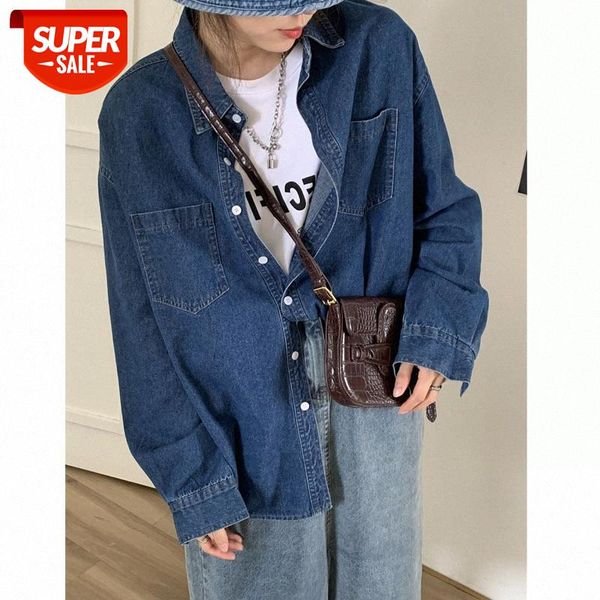 two-pocket denim shirt loose by hong kong style casual lapel jacket women trendy #pl8f, White
two-pocket denim shirt loose by hong kong style casual lapel jacket women trendy #pl8f, White
