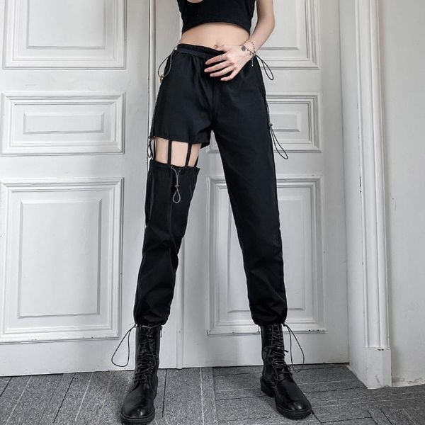 women's pants & capris 2021cargo for women black high street trousers elastic waist pant female fashion casual trouser, Black;white
women's pants & capris 2021cargo for women black high street trousers elastic waist pant female fashion casual trouser, Black;white