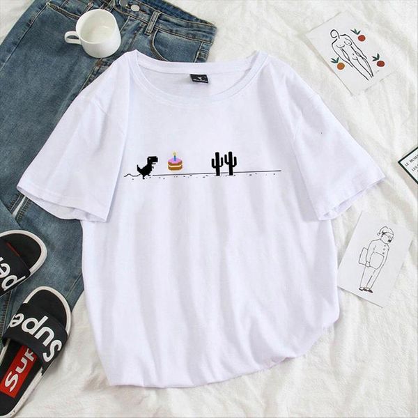 o neck short sleeve mens cartoon fun and women dinosaur print 90s girl harajuku lady, White;black
o neck short sleeve mens cartoon fun and women dinosaur print 90s girl harajuku lady, White;black