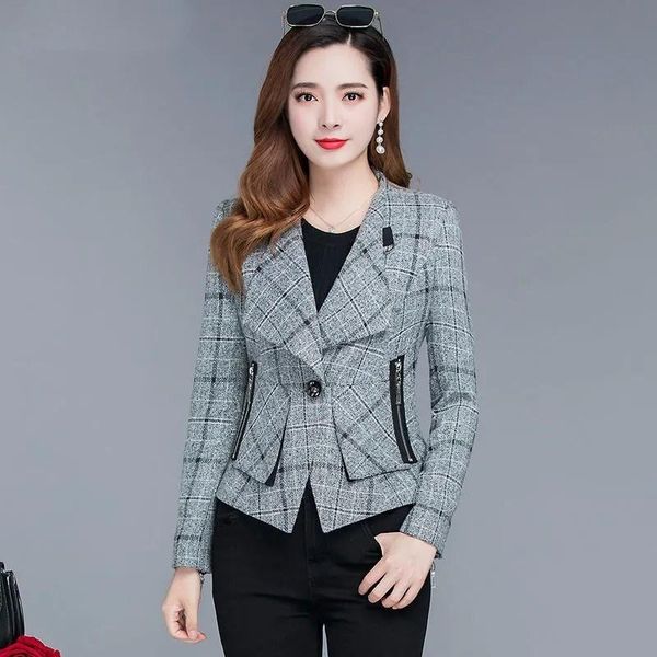 women's suits & blazers 2021 spring autumn jacket short slim women outwear fashion coat plaid lady office formal wear suit collar long, White;black
women's suits & blazers 2021 spring autumn jacket short slim women outwear fashion coat plaid lady office formal wear suit collar long, White;black