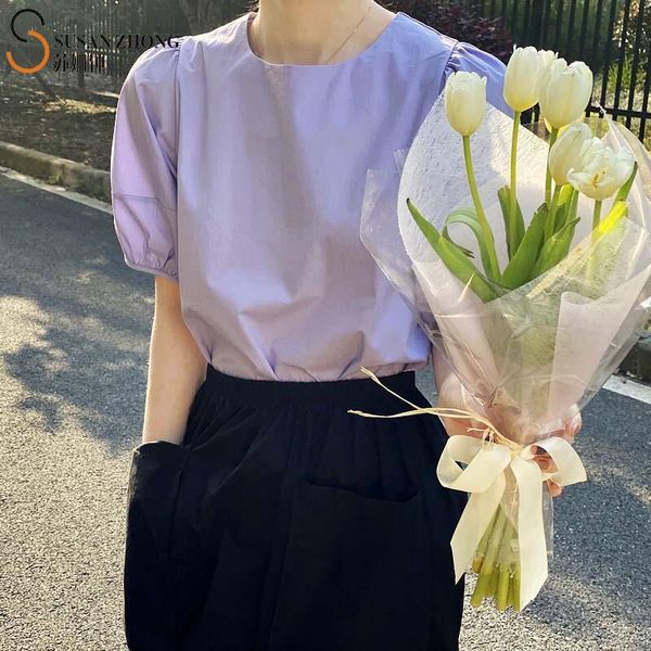 women's blouses & shirts women female blouse summer clothing loose vintage round neck lantern short sleeve button korean fashion elega, White
women's blouses & shirts women female blouse summer clothing loose vintage round neck lantern short sleeve button korean fashion elega, White
