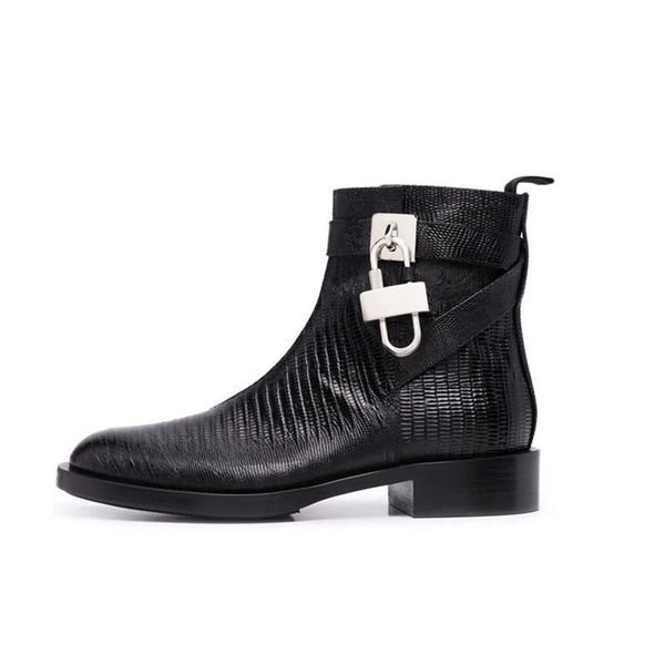boots mkkhou fashion short women's neutral crocodile pattern round toe mid-heel leather ladies lock ankle, Black
boots mkkhou fashion short women's neutral crocodile pattern round toe mid-heel leather ladies lock ankle, Black