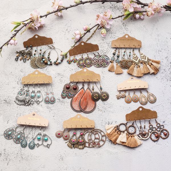 3pair/lot 2021 trendy vintage boho ethnic drop earrings sets for women anniversary bridal christmas jewelry accessories gift, Silver
3pair/lot 2021 trendy vintage boho ethnic drop earrings sets for women anniversary bridal christmas jewelry accessories gift, Silver