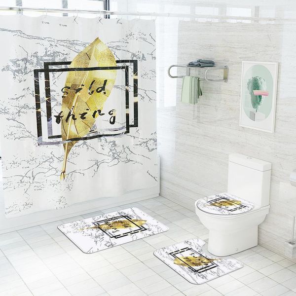 marble with feather painted creative shower curtain waterproof bathroom curtains blind three mats set for washroom toilet
marble with feather painted creative shower curtain waterproof bathroom curtains blind three mats set for washroom toilet