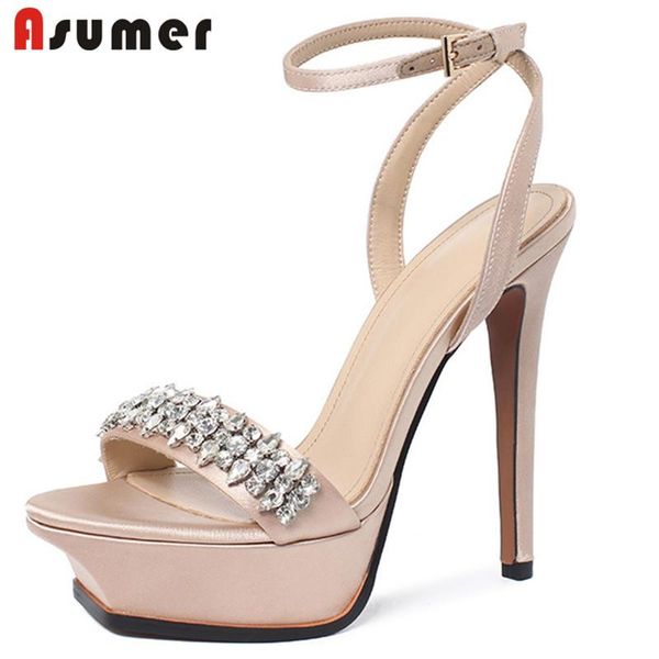 dress shoes asumer 2021 silk thin high heels platform sandals women crystal buckle party wedding woman, Black
dress shoes asumer 2021 silk thin high heels platform sandals women crystal buckle party wedding woman, Black