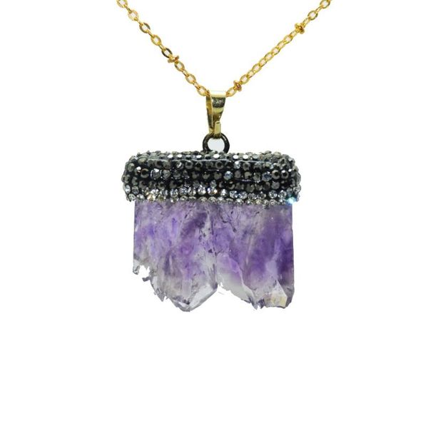 pendant necklaces purple natural slice druzy necklace raw cluster crystal quartz geode with rhinestone pave, Silver
pendant necklaces purple natural slice druzy necklace raw cluster crystal quartz geode with rhinestone pave, Silver