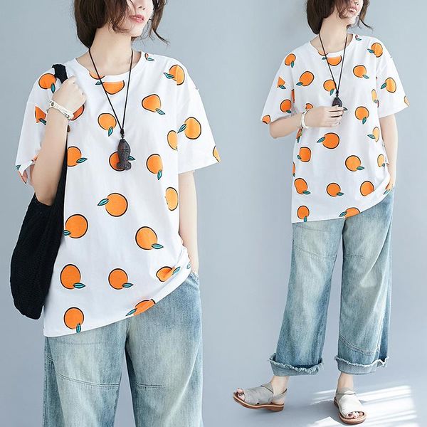 women's t-shirt 2021 summer arrival loose plus size fresh orange fat mm short-sleeved casual all-match lazy wind women, White
women's t-shirt 2021 summer arrival loose plus size fresh orange fat mm short-sleeved casual all-match lazy wind women, White