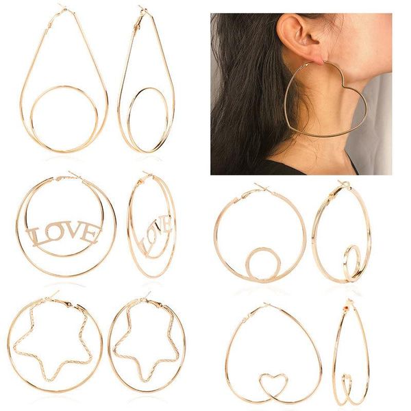 hoop & huggie big large earrings for women girls fashion golden round circle star love heart, Golden;silver
hoop & huggie big large earrings for women girls fashion golden round circle star love heart, Golden;silver