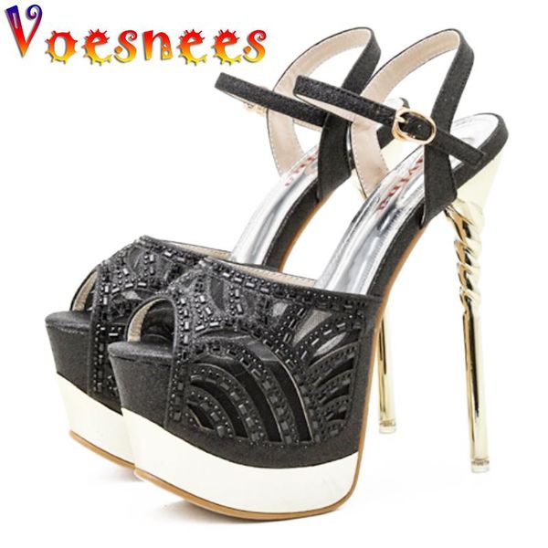 women's shoes gold rhinestone stiletto platform sandals summer peep toe hollow high heels model catwalk stripper dress, Black
women's shoes gold rhinestone stiletto platform sandals summer peep toe hollow high heels model catwalk stripper dress, Black