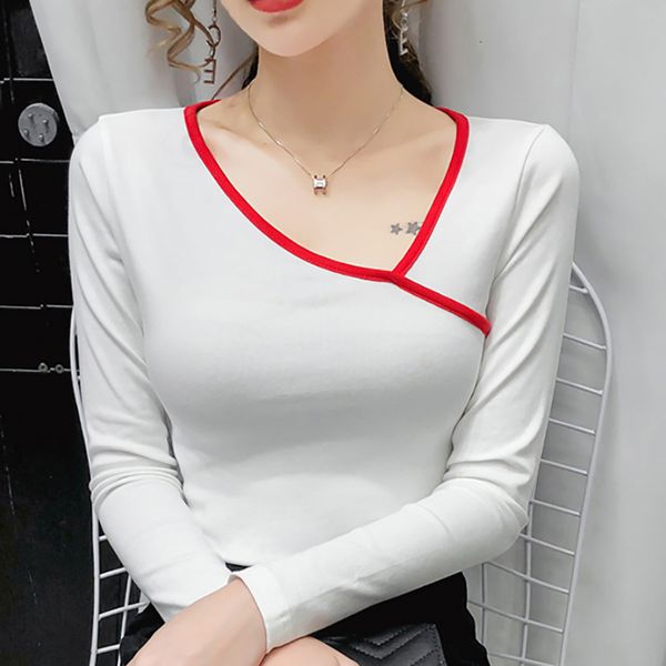 women's t-shirt shintimes skew collar high elasticity cotton t shirt women tshirt slim woman clothes autumn womens long sleeve e02u, White
women's t-shirt shintimes skew collar high elasticity cotton t shirt women tshirt slim woman clothes autumn womens long sleeve e02u, White