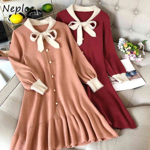neploe korean style slim waist single breasted women dress chic tie collar knitted dresses sweet panelled patchwork vestidos 210423, Black;gray
neploe korean style slim waist single breasted women dress chic tie collar knitted dresses sweet panelled patchwork vestidos 210423, Black;gray