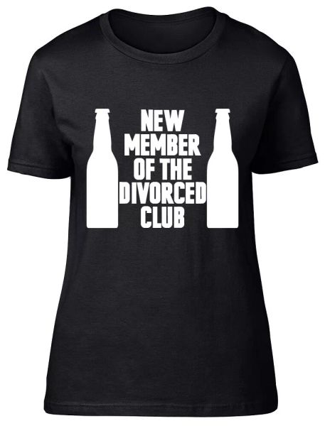 new member of the divorced club ladies womens fitted t-shirt, White;black
new member of the divorced club ladies womens fitted t-shirt, White;black