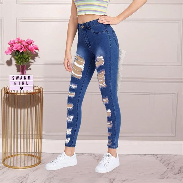 women's jeans fashion side lace pants women high waist stretch slim ripped hole streetwear denim trousers lady casual pencil, Blue
women's jeans fashion side lace pants women high waist stretch slim ripped hole streetwear denim trousers lady casual pencil, Blue
