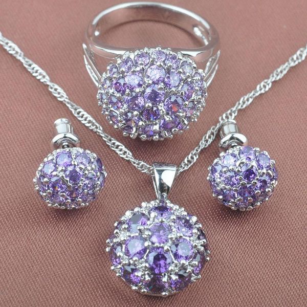 earrings & necklace wanderful purple zirconia zircon women's silver color jewelry sets pendant rings tz0549
earrings & necklace wanderful purple zirconia zircon women's silver color jewelry sets pendant rings tz0549