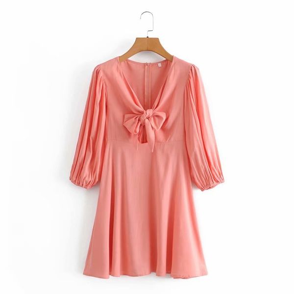 spring women dress solid bow long sleeve v-neck above knee female fashion casual clothes 210517, Black;gray
spring women dress solid bow long sleeve v-neck above knee female fashion casual clothes 210517, Black;gray