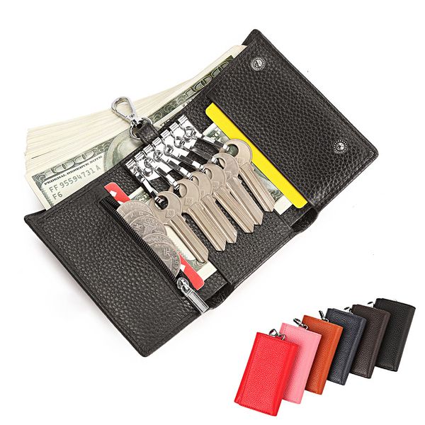 key packet colorful lychee grain head leather fashionable three fold hook and buckle pocket household key bag, Red;blue
key packet colorful lychee grain head leather fashionable three fold hook and buckle pocket household key bag, Red;blue