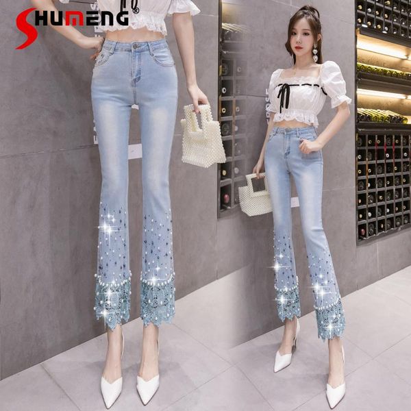 spring summer beads lace rhinestone fashion female flared denim pants high waist slimming ankle-length women jeans women's, Blue
spring summer beads lace rhinestone fashion female flared denim pants high waist slimming ankle-length women jeans women's, Blue