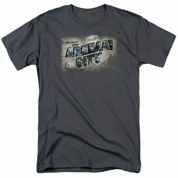 batman arkham city greetings from arkham t shirt mens licensed dc comic charcoal, White;black
batman arkham city greetings from arkham t shirt mens licensed dc comic charcoal, White;black