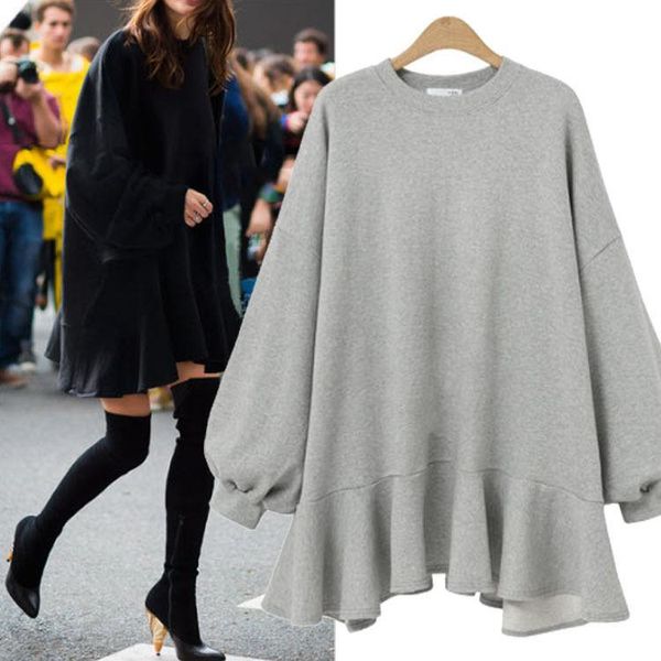 casual dresses l-4xl plus size women 2021 autumn fashion lantern sleeve ruffles female dress vestidos big loose, Black;gray
casual dresses l-4xl plus size women 2021 autumn fashion lantern sleeve ruffles female dress vestidos big loose, Black;gray