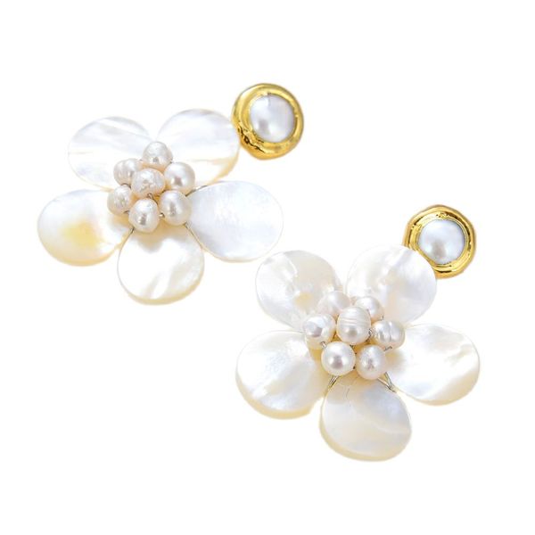 guaiguai jewelry white shell flower natural white pearl gold color plated stud earrings handmade for women real gems stone lady fashion jewe, Silver
guaiguai jewelry white shell flower natural white pearl gold color plated stud earrings handmade for women real gems stone lady fashion jewe, Silver