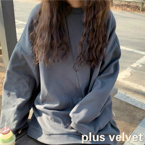 women's hoodies & sweatshirts zity women o-neck solid simple loose long sleeve plus velvet pullovers korean style chic fashion daily, Black
women's hoodies & sweatshirts zity women o-neck solid simple loose long sleeve plus velvet pullovers korean style chic fashion daily, Black