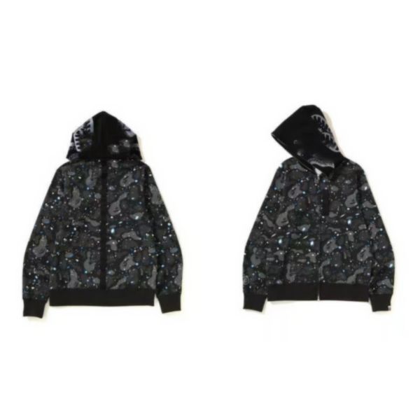 men's casual camouflage paneled hoodies sweatshirt bathing ape cardigan hip hop letters long sleeve shark print women men couples hoode, Black
men's casual camouflage paneled hoodies sweatshirt bathing ape cardigan hip hop letters long sleeve shark print women men couples hoode, Black