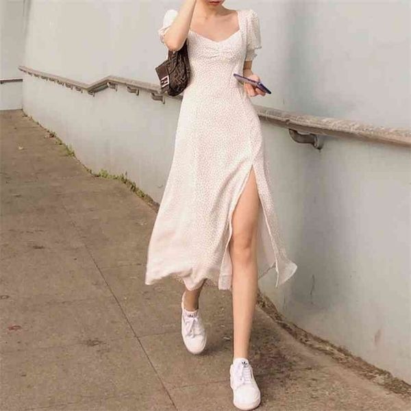midi dres a-line vintage short puff sleeve summer woman dot print split long chiffon dress square collar boho vestidos 210730, Black;gray
midi dres a-line vintage short puff sleeve summer woman dot print split long chiffon dress square collar boho vestidos 210730, Black;gray