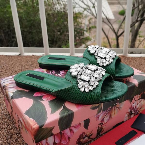 slippers in 2021 women's leather flat fashion classic sole lizard print crown rhinestone, Black
slippers in 2021 women's leather flat fashion classic sole lizard print crown rhinestone, Black
