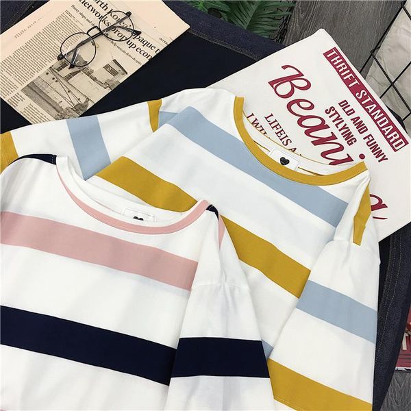 rainbow big striped punk women o neck casual harajuku short sleeve korean fashion camiseta feminina top, White
rainbow big striped punk women o neck casual harajuku short sleeve korean fashion camiseta feminina top, White